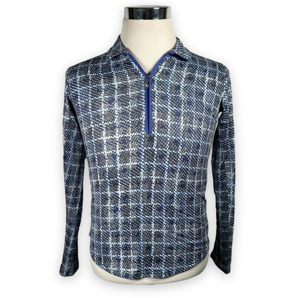San Soleil Base Layer Golf Top Womens XS Shirt Blue Long Sleeve Collar Stretch
